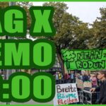 Foto einer Klimastreik-Demo in der Breiten Straße, Text; Tag X Demo 16 Uhr